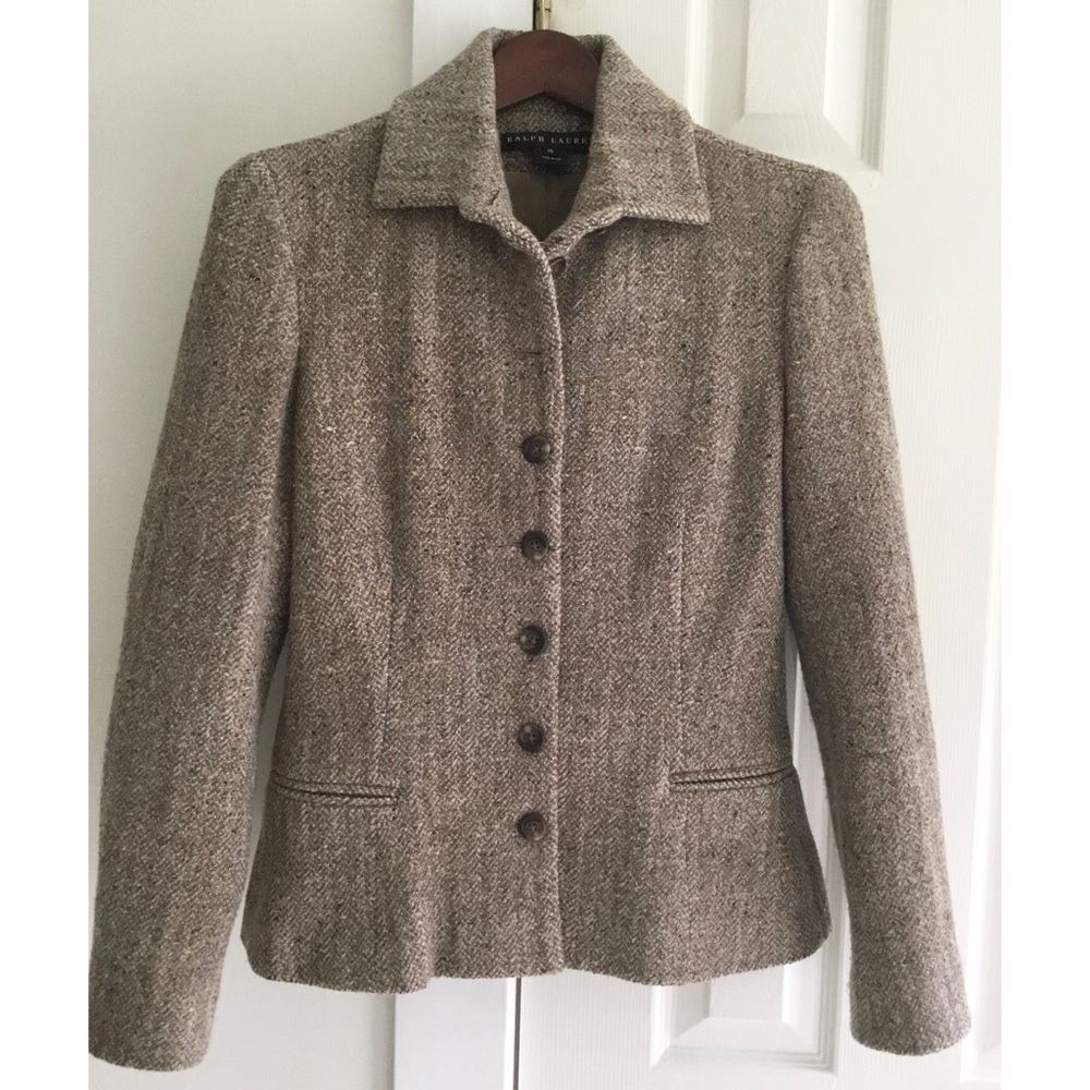 Ralph Lauren Herringbone blazer Size 10. Pristine condition.